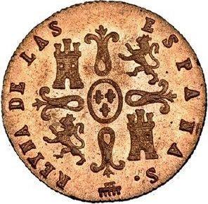 Реверс монеты - 2 мараведи 1845 года - цена  монеты - Испания, Изабелла II