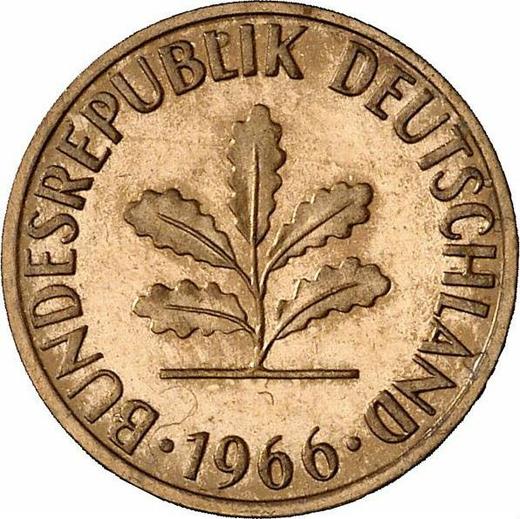 Реверс монеты - 1 пфенниг 1966 года J - цена  монеты - Германия, ФРГ