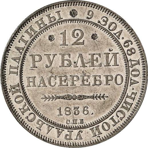 Reverso 12 rublos 1836 СПБ - valor de la moneda de platino - Rusia, Nicolás I