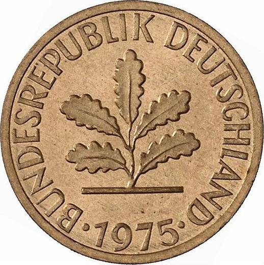 Reverso 1 Pfennig 1975 J - valor de la moneda  - Alemania, RFA