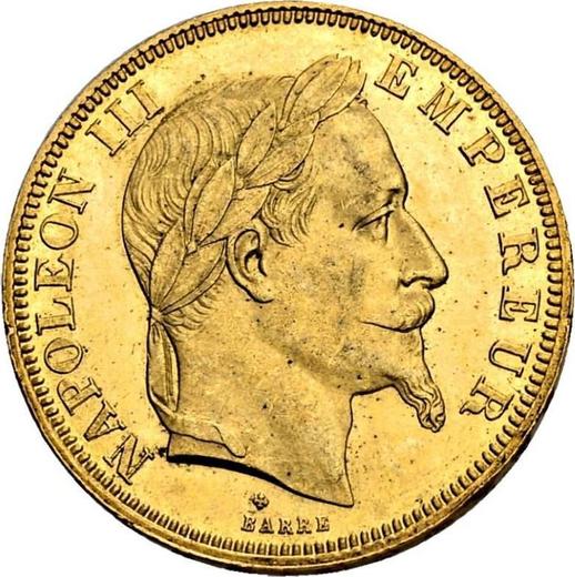 Аверс монеты - 50 франков 1867 года BB "Тип 1862-1868" Страсбург - цена золотой монеты - Франция, Наполеон III