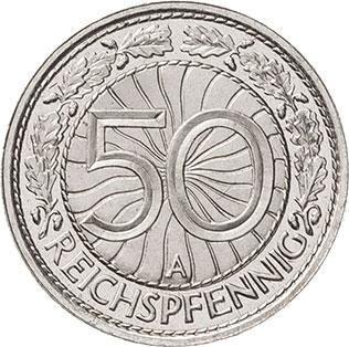 Реверс монеты - 50 рейхспфеннигов 1928 года A - цена  монеты - Германия, Bеймарская республика