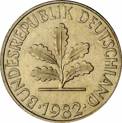 Реверс монеты - 10 пфеннигов 1982 года J - цена  монеты - Германия, ФРГ