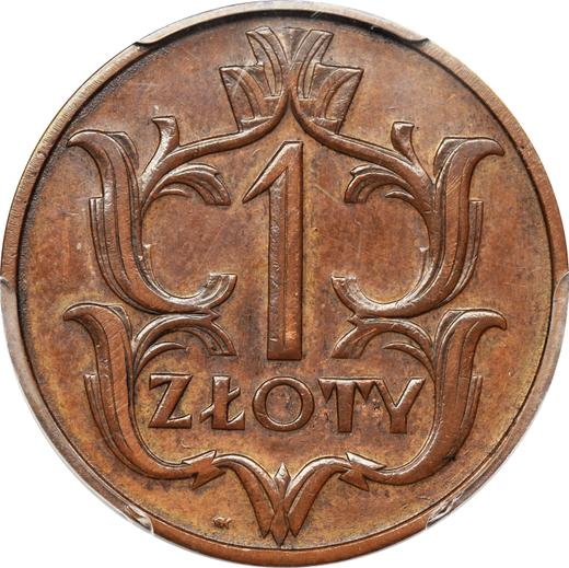 Реверс монеты - Пробный 1 злотый 1929 года "Диаметр 25 мм" Медь - цена  монеты - Польша, II Республика