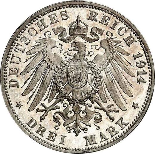 Rewers monety - 3 marki 1914 G "Badenia" - cena srebrnej monety - Niemcy, Cesarstwo Niemieckie