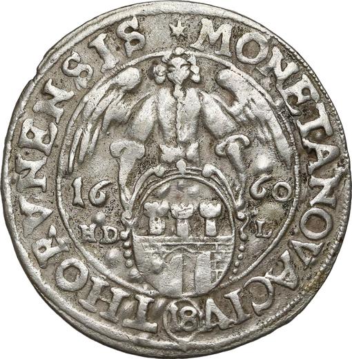 Reverso Ort (18 groszy) 1660 HDL "Toruń" - valor de la moneda de plata - Polonia, Juan II Casimiro