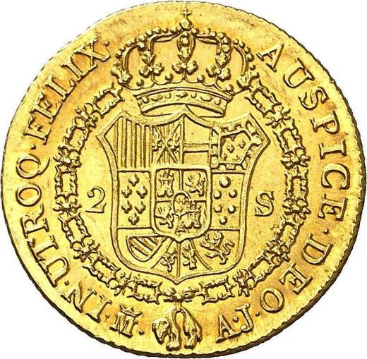 Реверс монеты - 2 эскудо 1824 года M AJ - цена золотой монеты - Испания, Фердинанд VII