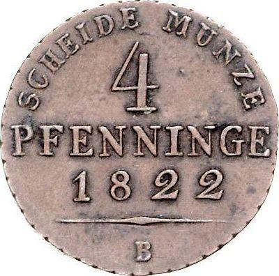 Реверс монеты - 4 пфеннига 1822 года B - цена  монеты - Пруссия, Фридрих Вильгельм III