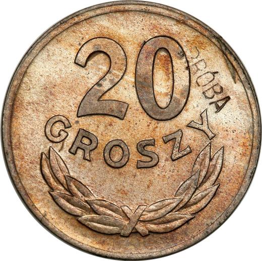 Реверс монеты - Пробные 20 грошей 1949 года Медно-никель - цена  монеты - Польша, Народная Республика