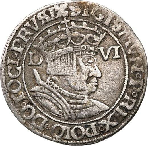 Аверс монеты - Шестак (6 грошей) 1535 года D "Гданьск" - цена серебряной монеты - Польша, Сигизмунд I Старый