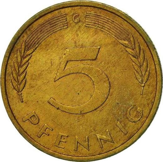Awers monety - 5 fenigów 1976 G - cena  monety - Niemcy, RFN