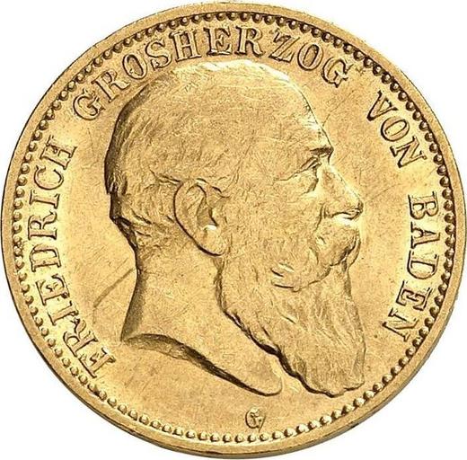 Аверс монеты - 10 марок 1904 года G "Баден" - цена золотой монеты - Германия, Германская Империя
