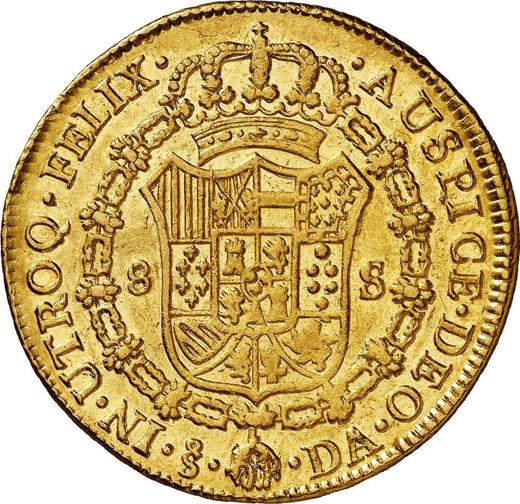 Реверс монеты - 8 эскудо 1780 года So DA - цена золотой монеты - Чили, Карл III