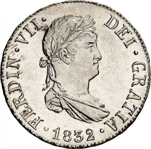 Obverse 2 Reales 1832 S JB - Silver Coin Value - Spain, Ferdinand VII