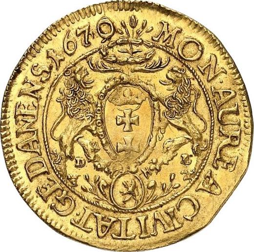 Reverso Ducado 1670 DL "Gdańsk" - valor de la moneda de oro - Polonia, Miguel Korybut