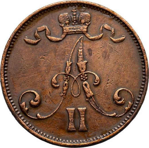 Аверс монеты - 5 пенни 1875 года - цена  монеты - Финляндия, Великое княжество