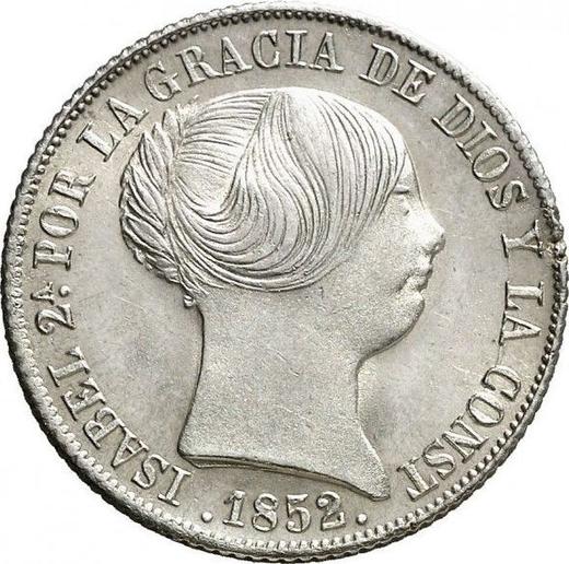 Аверс монеты - 4 реала 1852 года Шестиконечные звёзды - цена серебряной монеты - Испания, Изабелла II