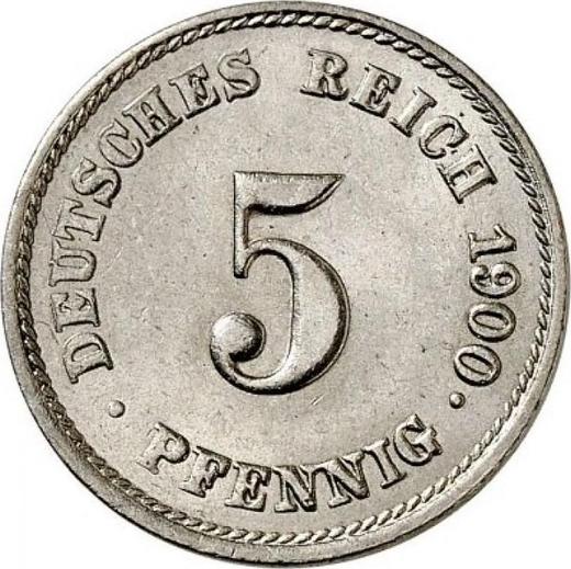 Anverso 5 Pfennige 1900 J "Tipo 1890-1915" - valor de la moneda  - Alemania, Imperio alemán