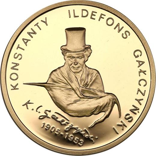 Reverso 200 eslotis 2005 MW ET "100 aniversario de Konstanty Ildefons Gałczyński" - valor de la moneda de oro - Polonia, República moderna
