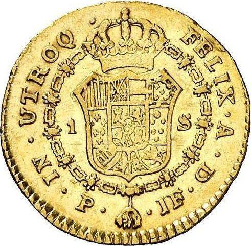 Reverse 1 Escudo 1797 P JF - Gold Coin Value - Colombia, Charles IV