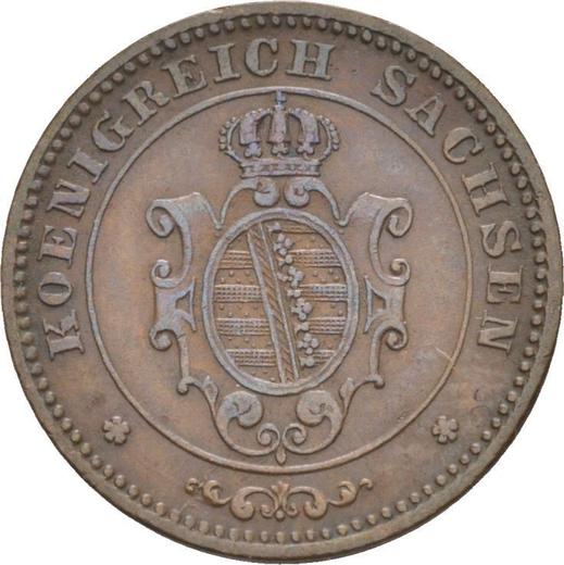Аверс монеты - 1 пфенниг 1866 года B - цена  монеты - Саксония-Альбертина, Иоганн