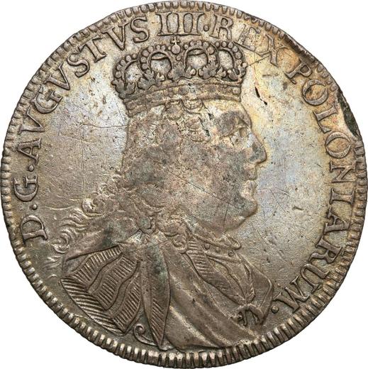 Аверс монеты - Орт (18 грошей) 1753 года EC "Коронный" - цена серебряной монеты - Польша, Август III