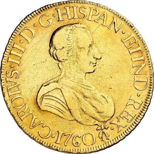 Аверс монеты - 8 эскудо 1760 года Mo MM - цена золотой монеты - Мексика, Карл III