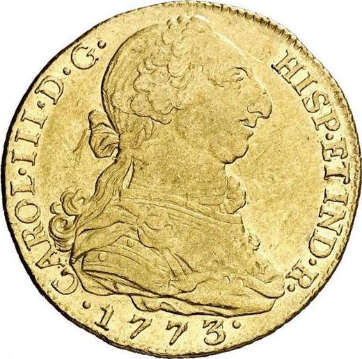 Awers monety - 4 escudo 1773 M PJ - cena złotej monety - Hiszpania, Karol III