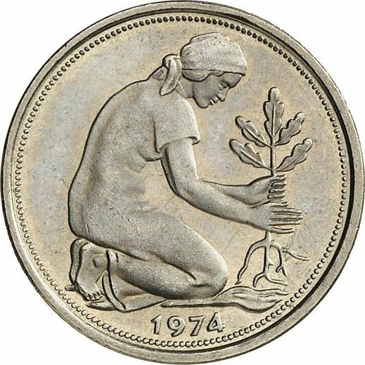 Reverse 50 Pfennig 1974 F -  Coin Value - Germany, FRG