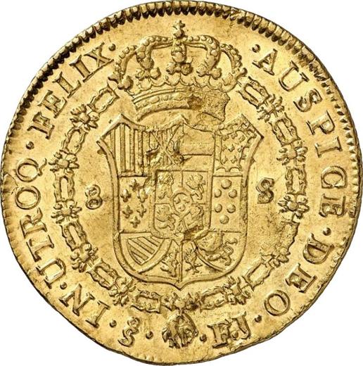 Revers 8 Escudos 1807 So FJ - Goldmünze Wert - Chile, Karl IV
