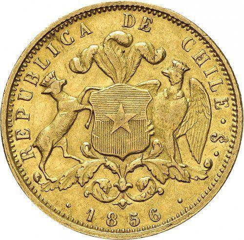 Reverso 10 pesos 1856 So - valor de la moneda  - Chile, República