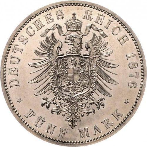 Reverso 5 marcos 1876 A "Prusia" - valor de la moneda de plata - Alemania, Imperio alemán