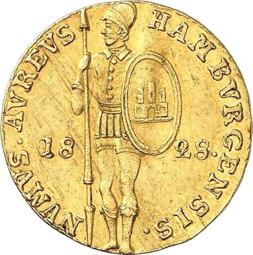 Аверс монеты - Дукат 1828 года - цена  монеты - Гамбург, Вольный город