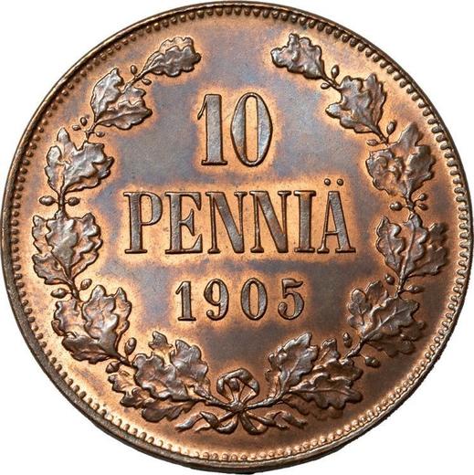 Реверс монеты - 10 пенни 1905 года - цена  монеты - Финляндия, Великое княжество