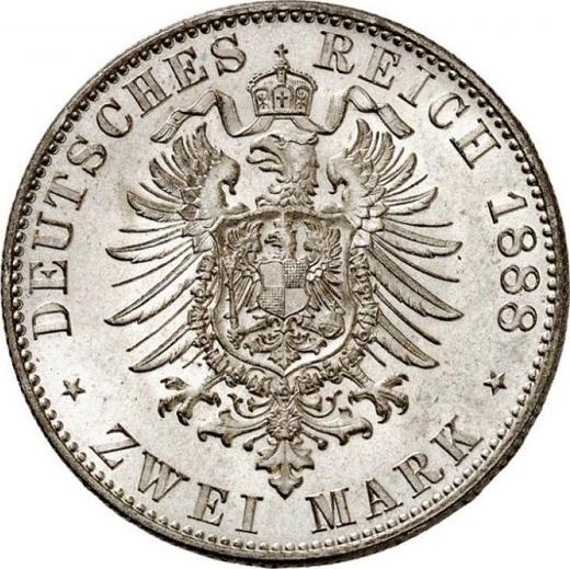 Реверс монеты - 2 марки 1888 года E "Саксония" - цена серебряной монеты - Германия, Германская Империя