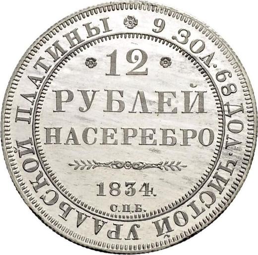 Reverso 12 rublos 1834 СПБ - valor de la moneda de platino - Rusia, Nicolás I