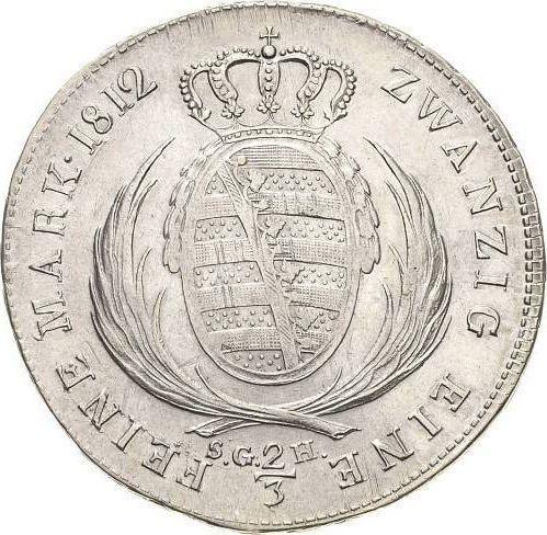Реверс монеты - 2/3 талера 1812 года S.G.H. - цена серебряной монеты - Саксония-Альбертина, Фридрих Август I