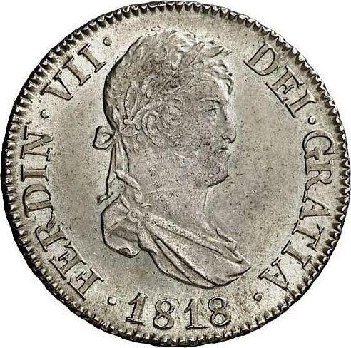 Аверс монеты - 2 реала 1818 года M GJ - цена серебряной монеты - Испания, Фердинанд VII