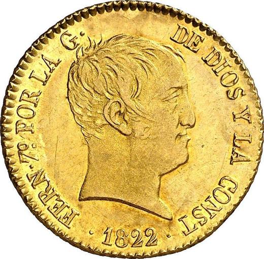 Аверс монеты - 80 реалов 1822 года M SR - цена золотой монеты - Испания, Фердинанд VII