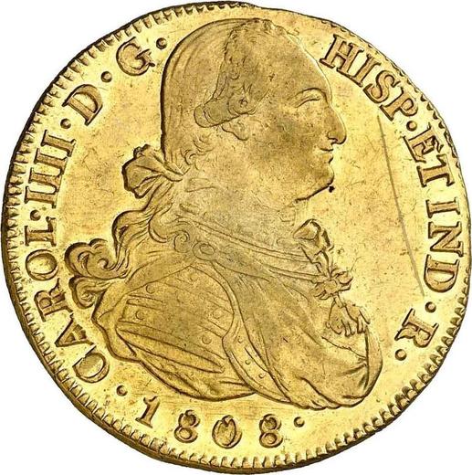 Obverse 8 Escudos 1808 P JF - Gold Coin Value - Colombia, Charles IV