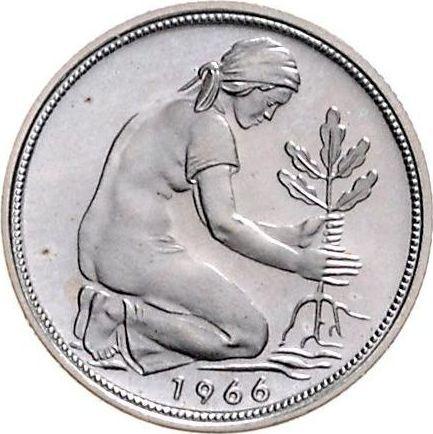 Реверс монеты - 50 пфеннигов 1966 года G - цена  монеты - Германия, ФРГ