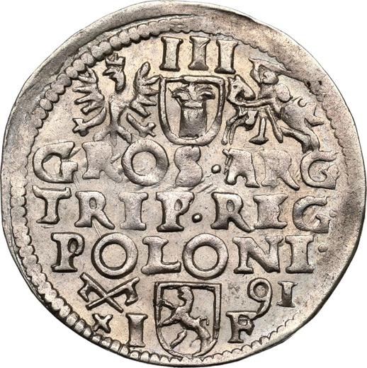 Reverso Trojak (3 groszy) 1591 IF "Casa de moneda de Poznan" - valor de la moneda de plata - Polonia, Segismundo III