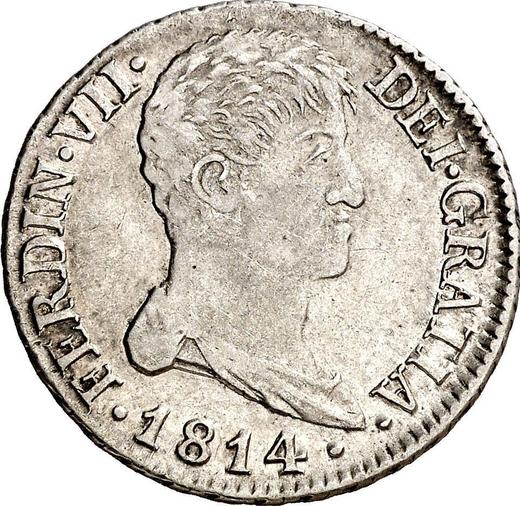 Аверс монеты - 2 реала 1814 года M GJ "Тип 1812-1814" - цена серебряной монеты - Испания, Фердинанд VII