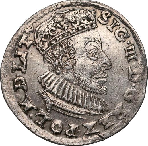 Аверс монеты - Трояк (3 гроша) 1590 года IF "Олькушский монетный двор" - цена серебряной монеты - Польша, Сигизмунд III Ваза