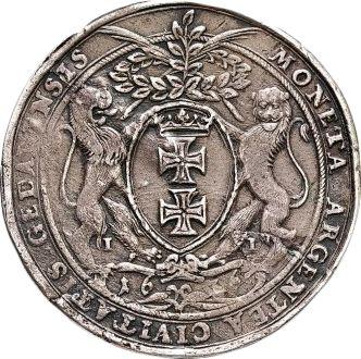 Реверс монеты - Талер 1636 года II "Гданьск" Дата под гербом - цена серебряной монеты - Польша, Владислав IV