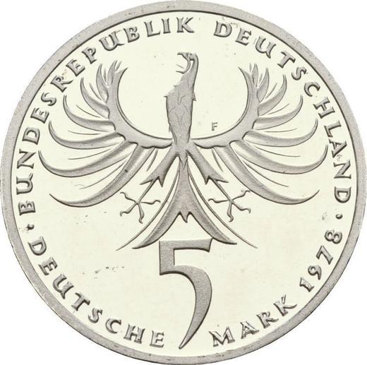Reverso 5 marcos 1978 F "Balthasar Neumann" - valor de la moneda de plata - Alemania, RFA