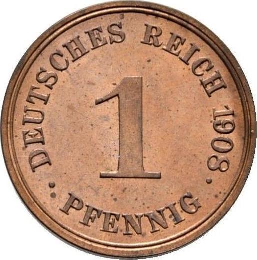 Аверс монеты - 1 пфенниг 1908 года G "Тип 1890-1916" - цена  монеты - Германия, Германская Империя