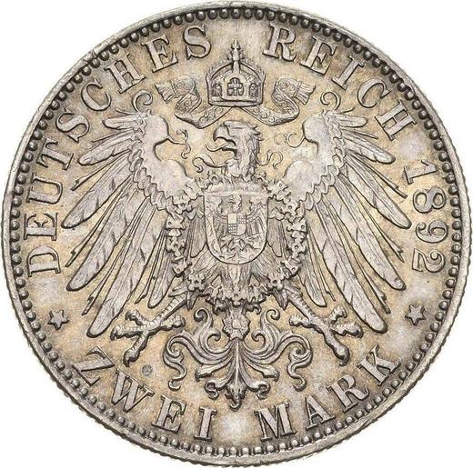 Reverso 2 marcos 1892 F "Würtenberg" - valor de la moneda de plata - Alemania, Imperio alemán