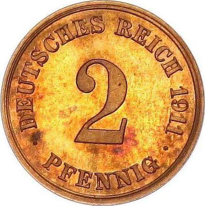 Anverso 2 Pfennige 1911 E "Tipo 1904-1916" - valor de la moneda  - Alemania, Imperio alemán