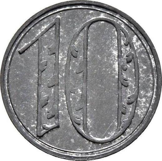 Реверс монеты - 10 пфеннигов 1920 года "Большая "10"" - цена  монеты - Польша, Вольный город Данциг